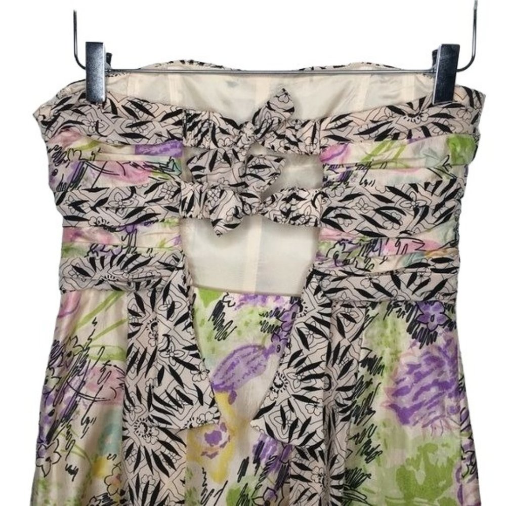NANETTE LAPORE Strapless Silk Black Pink multi Ladies Dress Size 6 - Picture 6 of 7